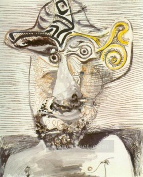  cubista Pintura - Buste d homme au chapeau 1972 Cubistas